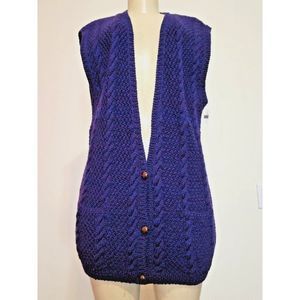 VTG SPITALNICK & CO WOMEN'S 100% WOOL KNITTED BLUE VEST SIZE M #916